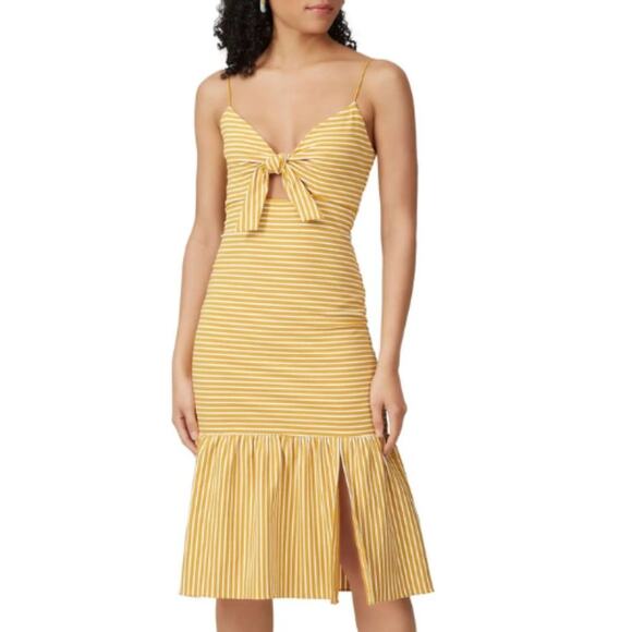 SAYLOR Yellow Striped Midi Dress - Picture 1 of 5